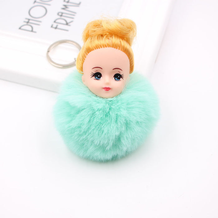 Wholesale cute girl fur ball keychain JDC-KC-Zuge062
