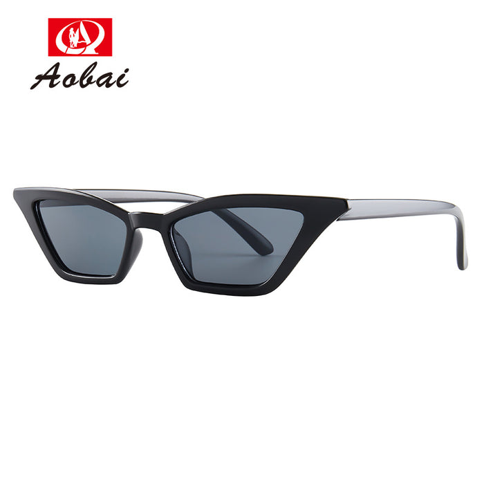 Wholesale Sunglasses PC Cat Eye Small Frame Triangle Retro Leopard Print JDC-SG-AoB010