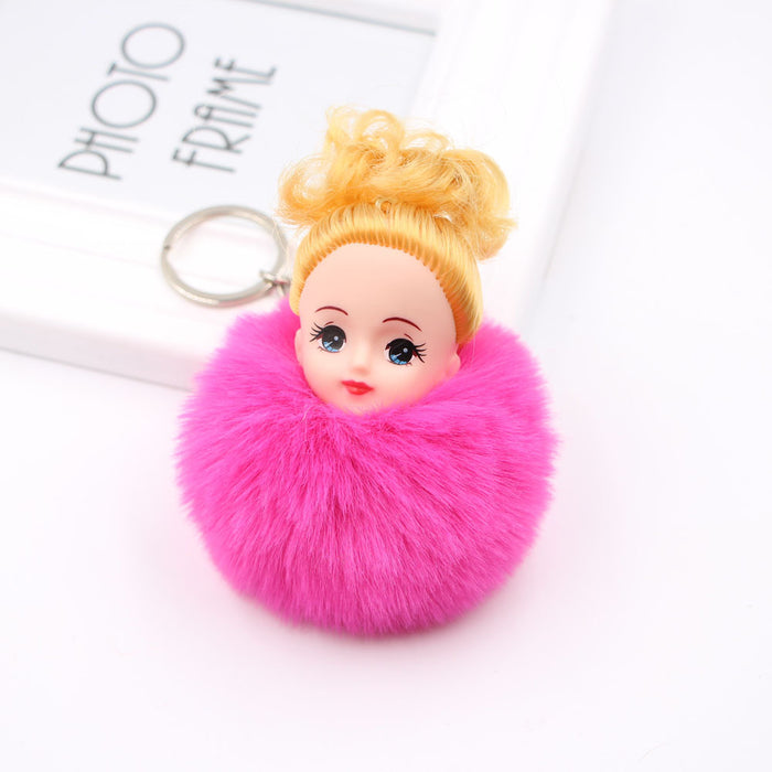 Wholesale cute girl fur ball keychain JDC-KC-Zuge062