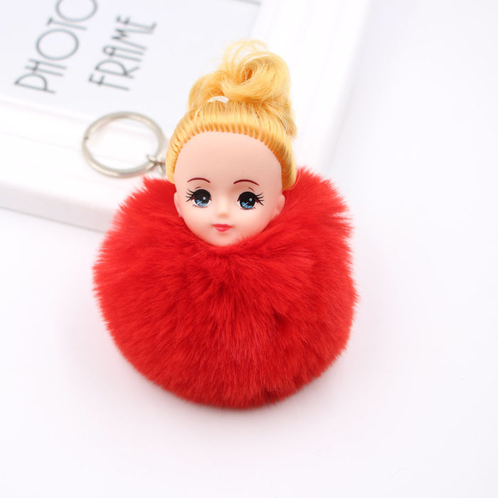 Al por mayor chica Barbie Fur Ball Keychain JDC-KC-Zuge062