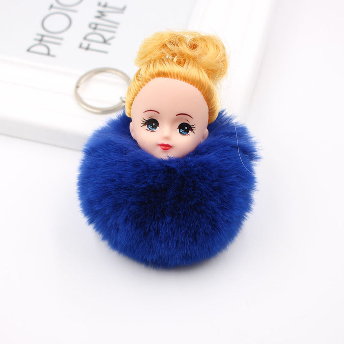 Wholesale cute girl fur ball keychain JDC-KC-Zuge067