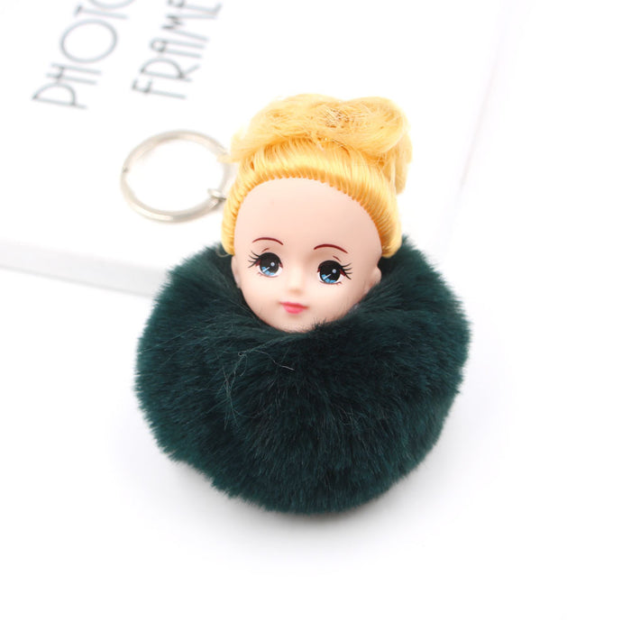Wholesale cute girl fur ball keychain JDC-KC-Zuge066