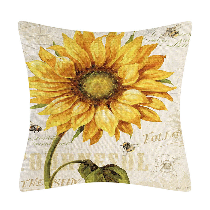 Wholesale Pillowcase Linen Sunflower Thanksgiving Without Pillow JDC-PW-Mengde007