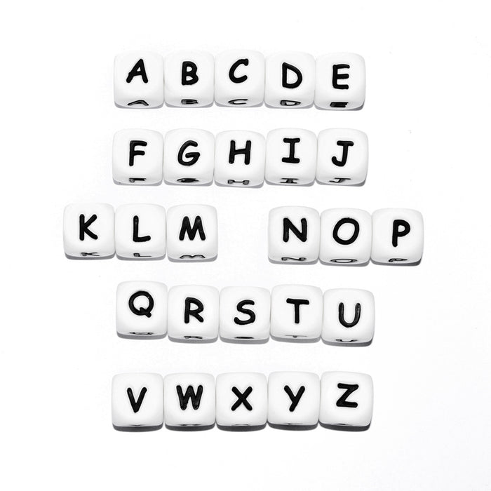 Cuentas de alfabeto de bricolaje al por mayor tetrache de la cadena de chupete de grado alimenticio MOQ≥50 JDC-DIY-HES002