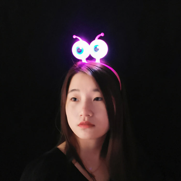 Wholesale Headband Plastic Glowing Big Eyes Alien LED MOQ≥5 JDC-HD-BenY001