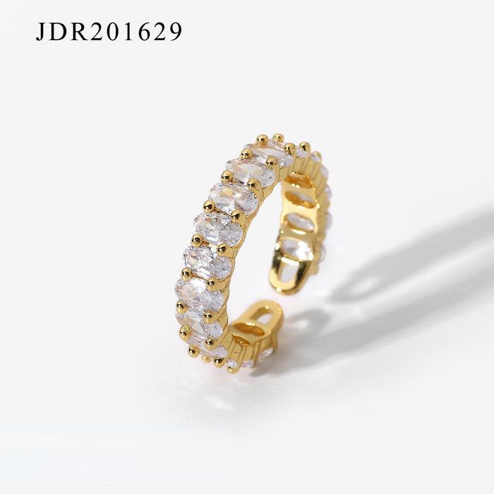 Anillo ajustable de circón de cobre de oro de 18k al por mayor JDC-RS-JD278