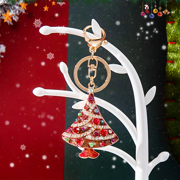 Wholesale Keychains Metal Rhinestones Christmas Tree MOQ≥2 JDC-KC-CH0063