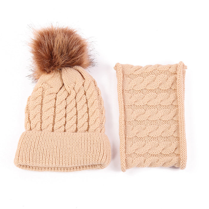 Wholesale Hat Wool Warm Winter Outdoor Knitted Twist Children's Scarf Set MOQ≥2 JDC-FH-RuiG002
