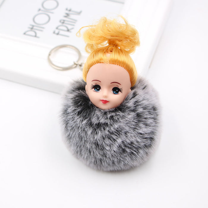 Wholesale cute girl fur ball keychain JDC-KC-Zuge067
