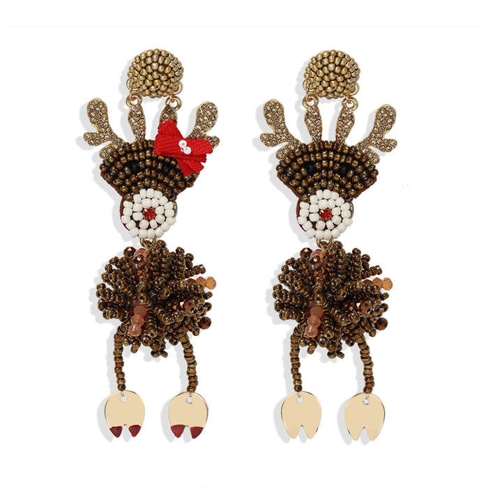 Wholesale Earrings Resin Rice Beads Christmas Elk Snowman Santa Claus JDC-ES-V050