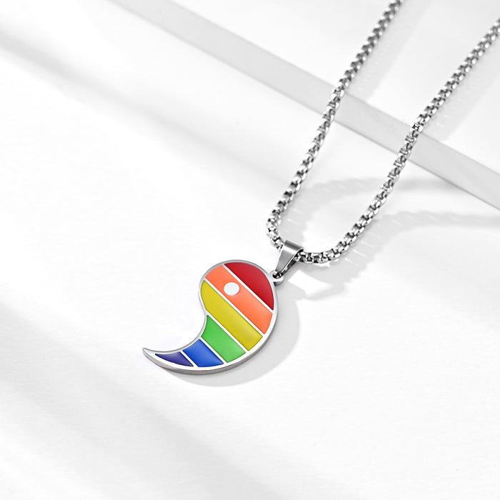Wholesale Rainbow Flag Couple Necklace Gay Lala Gay Men and Women Unisex Pendant JDC-NE-Jianfeng001