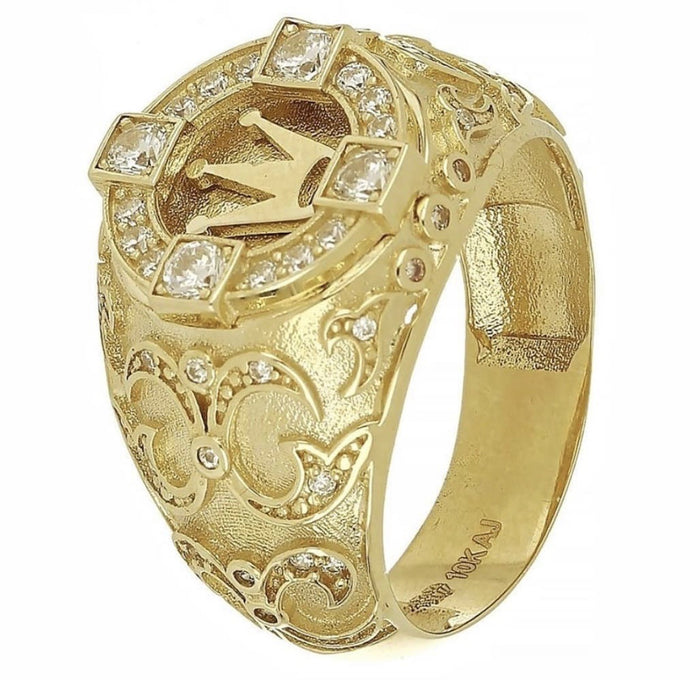 Wholesale Rings Alloy 18k Yellow Gold Plated Crown Vintage Engraving JDC-RS-sanj057