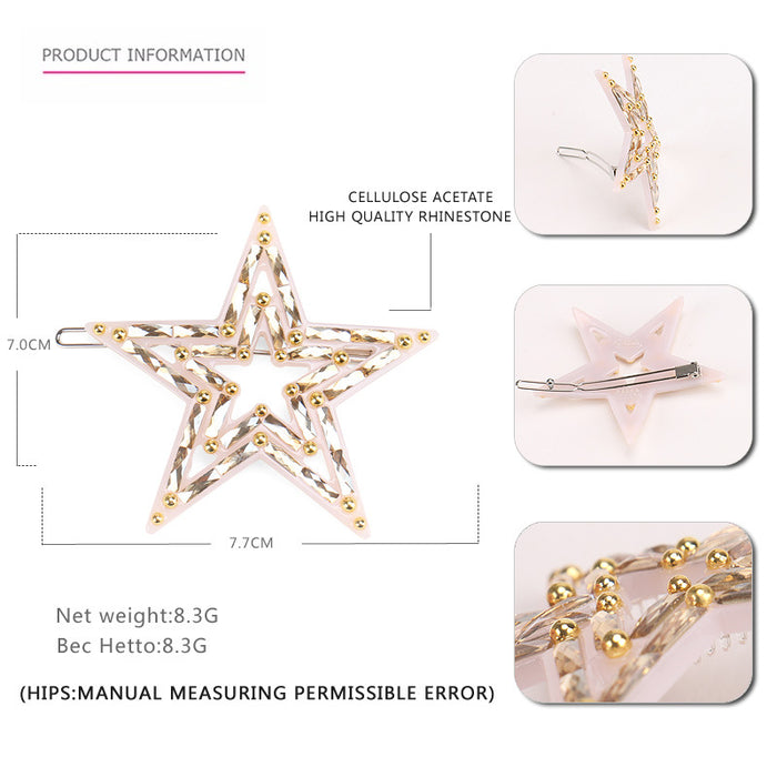 Wholesale Hair Clips Acetate Sheet Night Star Pentagram Side Clip Bangs (F) JDC-HC-jinhe010