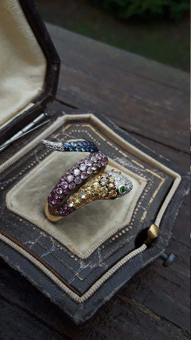 Wholesale Fashion Color Set Zircon Snake Ring JDC-RS-Sanj021