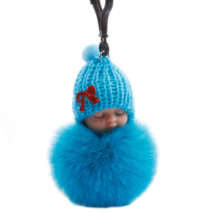 Jewelry WholesaleWholesale Sleeping Doll Hair Ball Keychain JDC-KC-QiShi005 Keychains 奇释 %variant_option1% %variant_option2% %variant_option3%  Factory Price JoyasDeChina Joyas De China