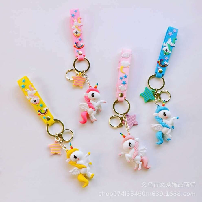 Wholesale Cute Rainbow Unicorn Cartoon Keychain MOQ≥3 JDC-KC-WYan013