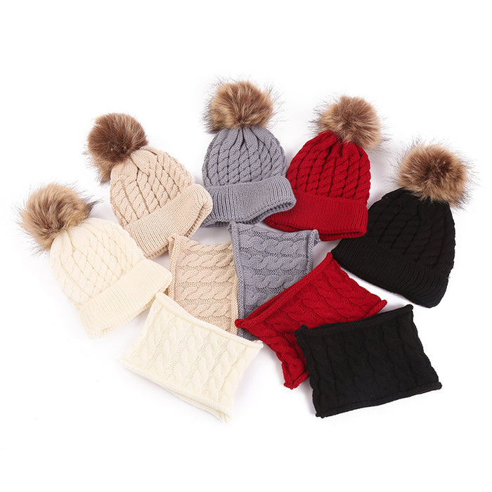 Wholesale Hat Wool Warm Winter Outdoor Knitted Twist Children's Scarf Set MOQ≥2 JDC-FH-RuiG002