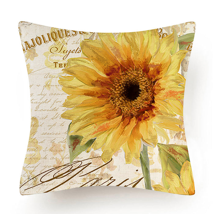 Wholesale Pillowcase Linen Sunflower Thanksgiving Without Pillow JDC-PW-Mengde007