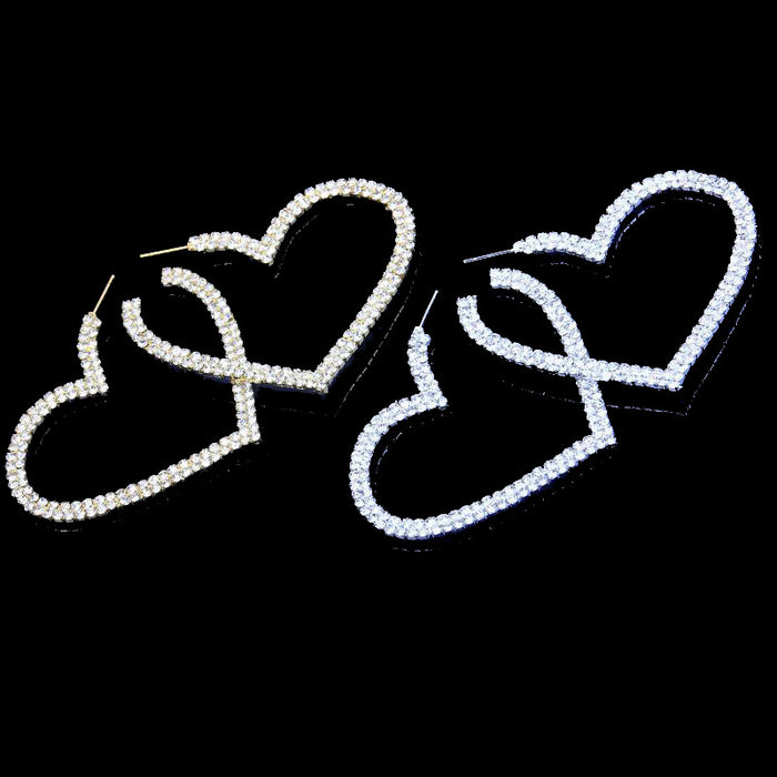 Wholesale Hollow Heart Diamond Hoop Earrings JDC-ES-Xins011