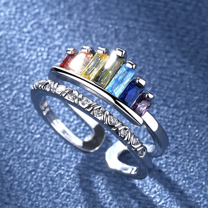 Jewelry WholesaleWholesale Zircon Rainbow Crown Copper Adjustable Ring JDC-RS-BLX094 Rings 宝来兴 %variant_option1% %variant_option2% %variant_option3%  Factory Price JoyasDeChina Joyas De China