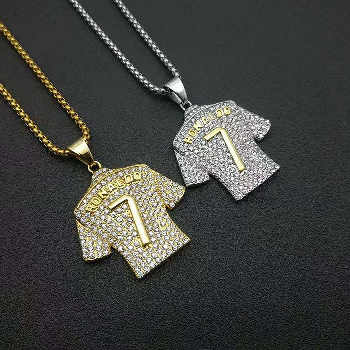 Camiseta de camisa de diamante de oro de acero de titanio al por mayor Collar colgante de camisa JDC-CS-Hongxin003