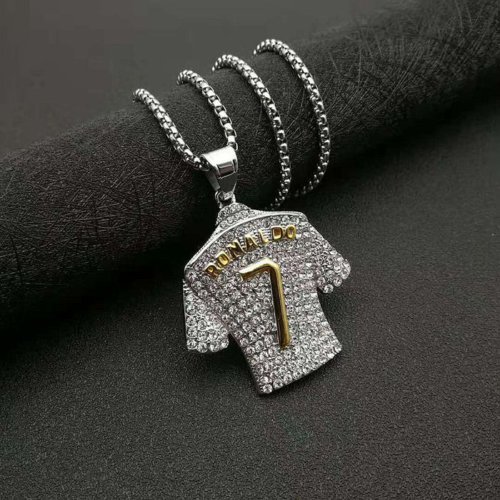 Camiseta de camisa de diamante de oro de acero de titanio al por mayor Collar colgante de camisa JDC-CS-Hongxin003