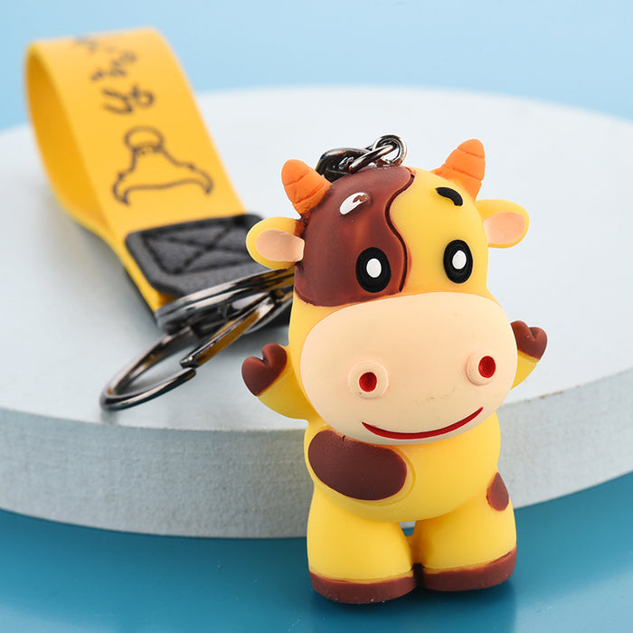 Keychains al por mayor PVC Hardware Cartoon Cute Cow (M) JDC-KC-WAN052