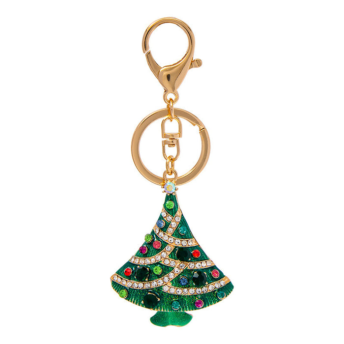 Wholesale Keychains Metal Rhinestones Christmas Tree MOQ≥2 JDC-KC-CH0063