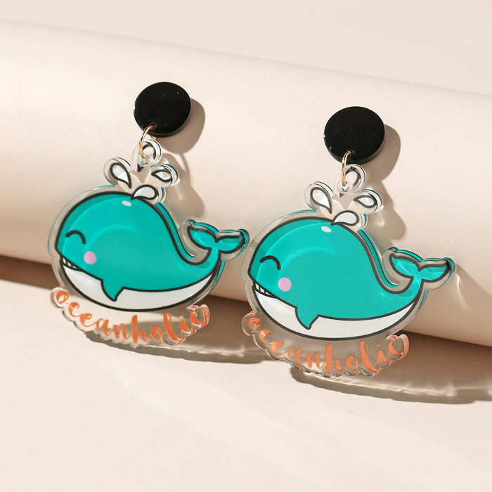 Wholesale acrylic whale earrings MOQ≥2 JDC-ES-ganl030