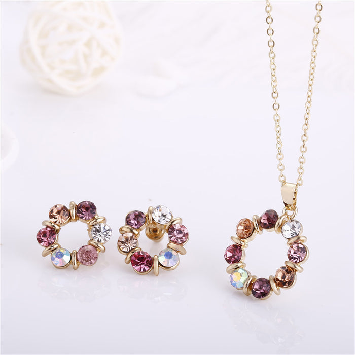 Collares al por mayor Aleación Gemstones Jewelry Juego de joyas Pendientes de collar Conjunto de dos piezas JDC-Ne-Zhongy007