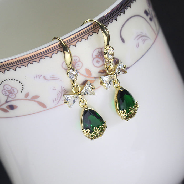 Wholesale green zircon Water Drop Earrings JDC-ES-jinghy001