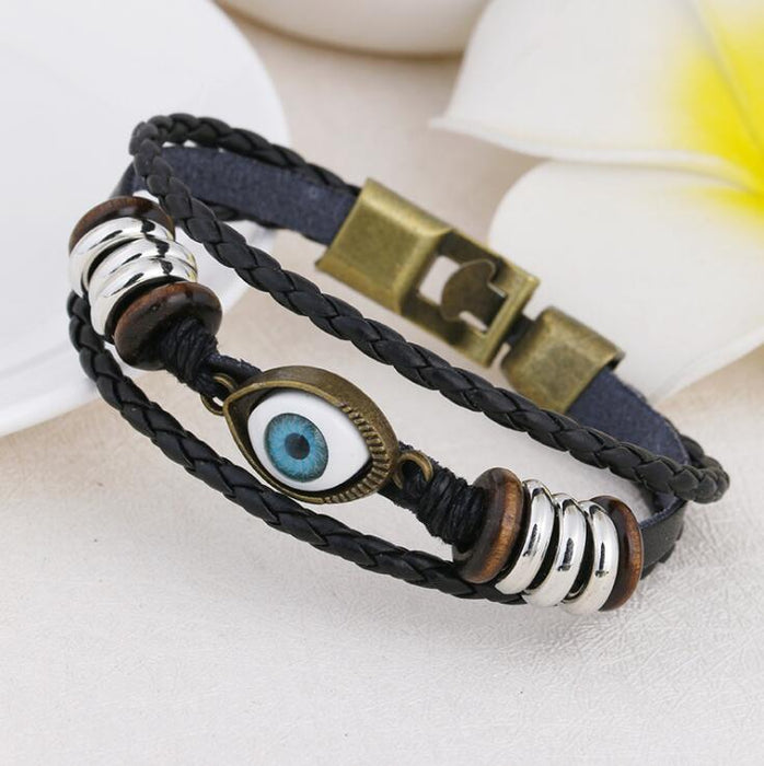 Wholesale Personality European and American Turquoise Blue Eyes Men's Bracelet JDC-BT-LvY001