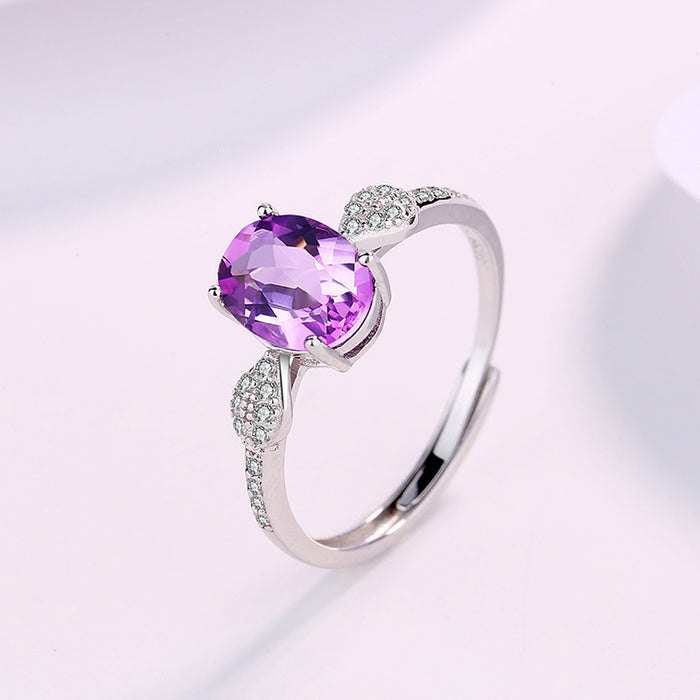 Wholesale Ring Sterling Silver Inlaid Amethyst JDC-RS-PREMBLD001