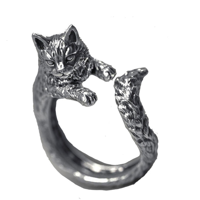 Wholesale Rings Alloy Black Cat Ring Adjustable MOQ≥2 JDC-RS-YuD015