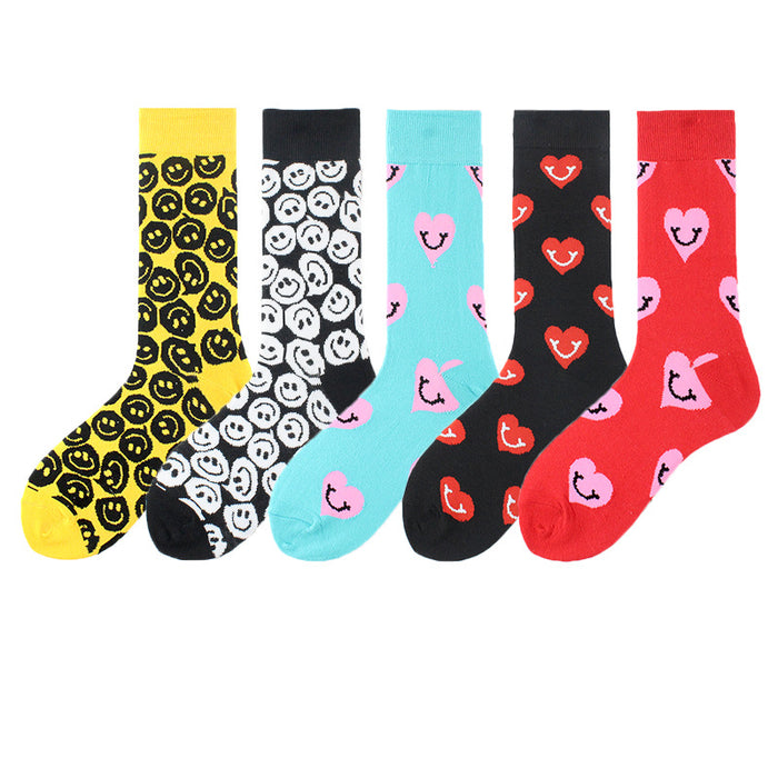 Wholesale Sock Cotton Medium Tube Warm Heart Smiley Love Series JDC-SK-XiF006