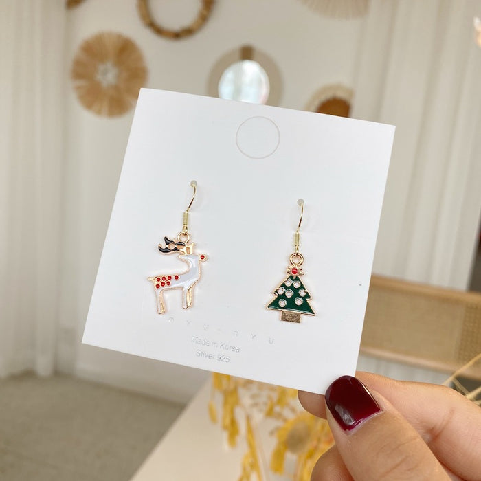 Wholesale Earrings Metal Cute Christmas Asymmetric Earrings JDC-ES-songr009
