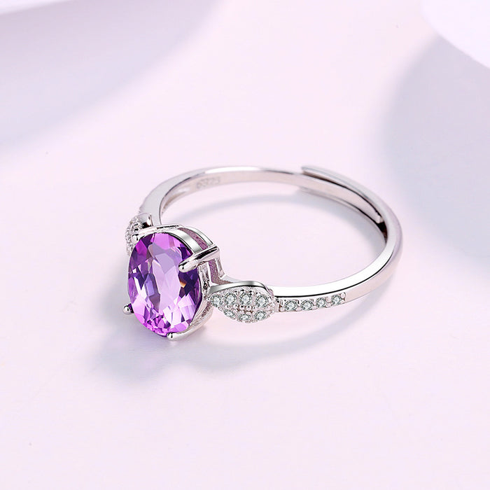 Wholesale Ring Sterling Silver Inlaid Amethyst JDC-RS-PREMBLD001