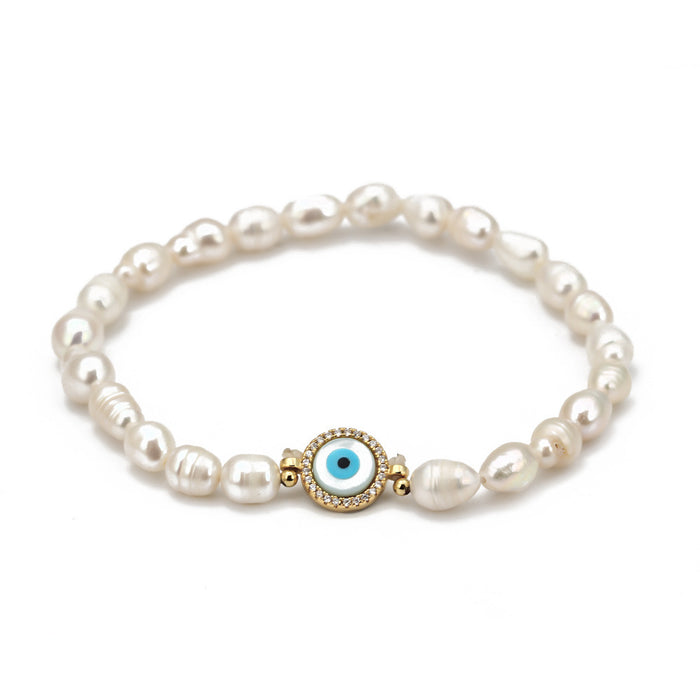 Wholesale Freshwater Pearl Blue Eye Bracelet MOQ≥2 JDC-BT-BaiDing005