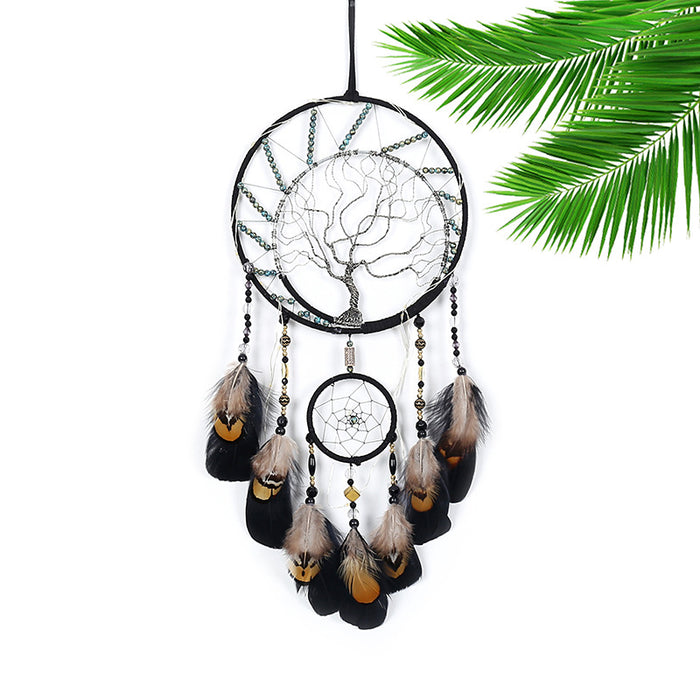 Jewelry WholesaleWholesale Color Tree of Life Feather Iron Ring Dreamcatcher MOQ≥2 JDC-DC-FengH001 Dreamcatcher 丰泓 %variant_option1% %variant_option2% %variant_option3%  Factory Price JoyasDeChina Joyas De China