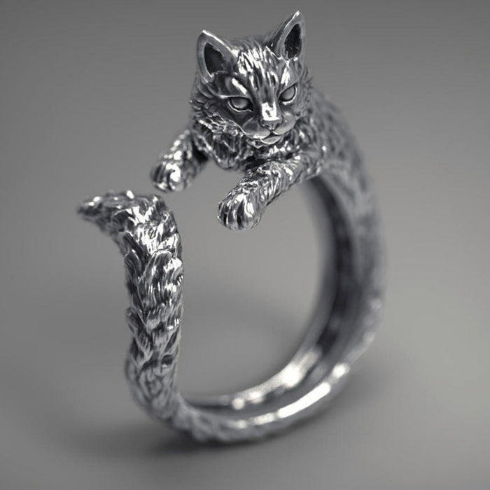 Wholesale Rings Alloy Black Cat Ring Adjustable MOQ≥2 JDC-RS-YuD015
