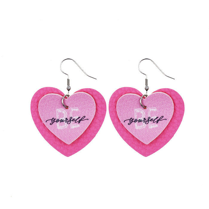 Jewelry WholesaleWholesale Valentine's Day Love Double Layer PU Leather Earrings MOQ≥2 JDC-ES-Chengy017 Earrings Chengy %variant_option1% %variant_option2% %variant_option3%  Factory Price JoyasDeChina Joyas De China