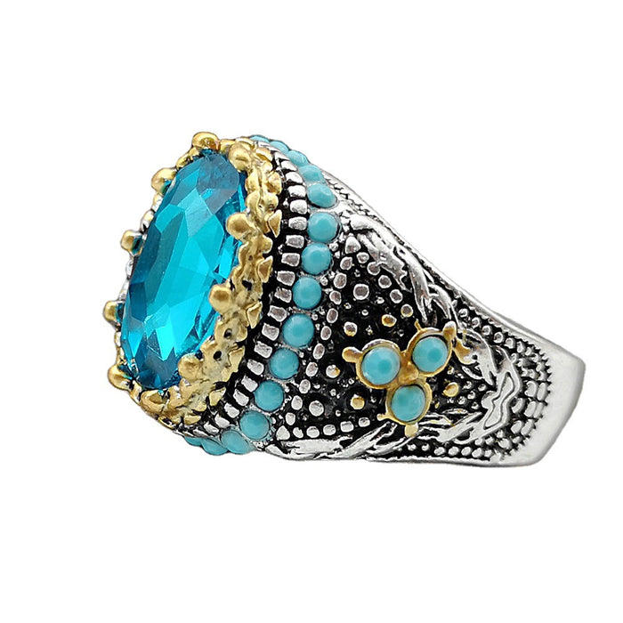 Spapphire Turquoise Diamond Metal Ring JDC-RS-RONGY004