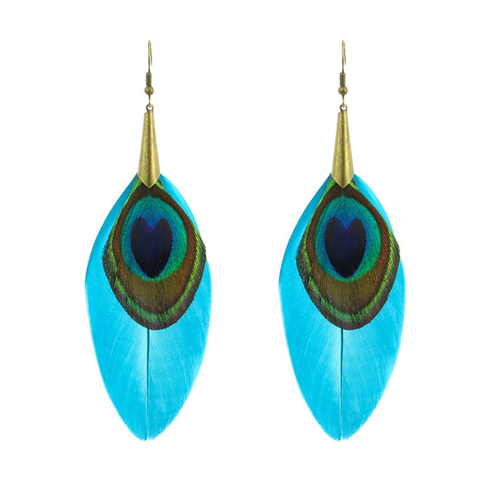 Wholesale Earring Alloy Vintage Peacock Feathers MOQ≥2 JDC-ES-HH037