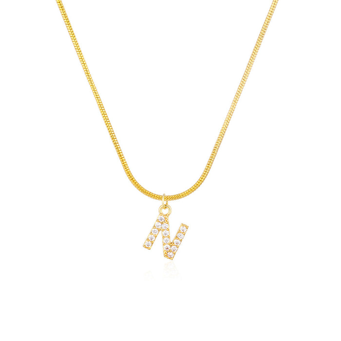 Wholesale Necklaces collarbone chain Eco-friendly copper English letters JDC-NE-WuB002