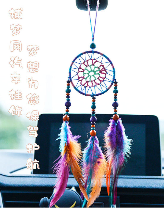 Wholesale Car Accessories Iron Hoop Feather Ethnic Color Hand Knit MOQ≥2 JDC-CA-MYing004