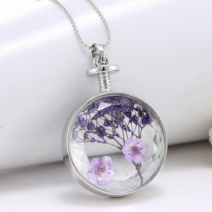 Wholesale Necklace Alloy Lavender Round Pendant JDC-NE-YinH034