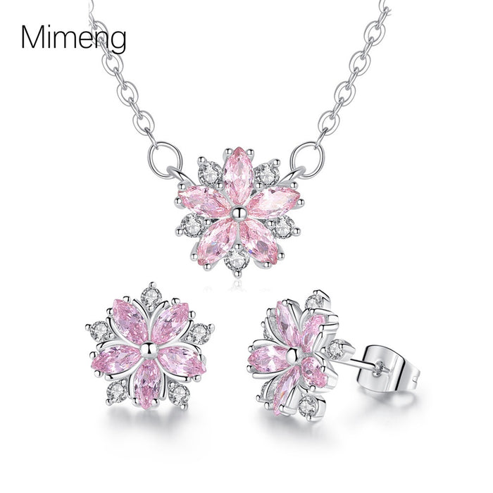 Wholesale necklace flower zircon set necklace JDC-NE-MiMeng034