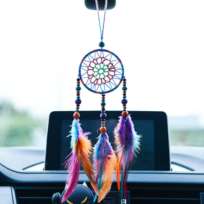 Wholesale Car Accessories Iron Hoop Feather Ethnic Color Hand Knit MOQ≥2 JDC-CA-MYing004