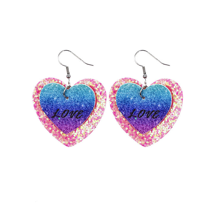 Jewelry WholesaleWholesale Valentine's Day Love Double Layer PU Leather Earrings MOQ≥2 JDC-ES-Chengy017 Earrings Chengy %variant_option1% %variant_option2% %variant_option3%  Factory Price JoyasDeChina Joyas De China