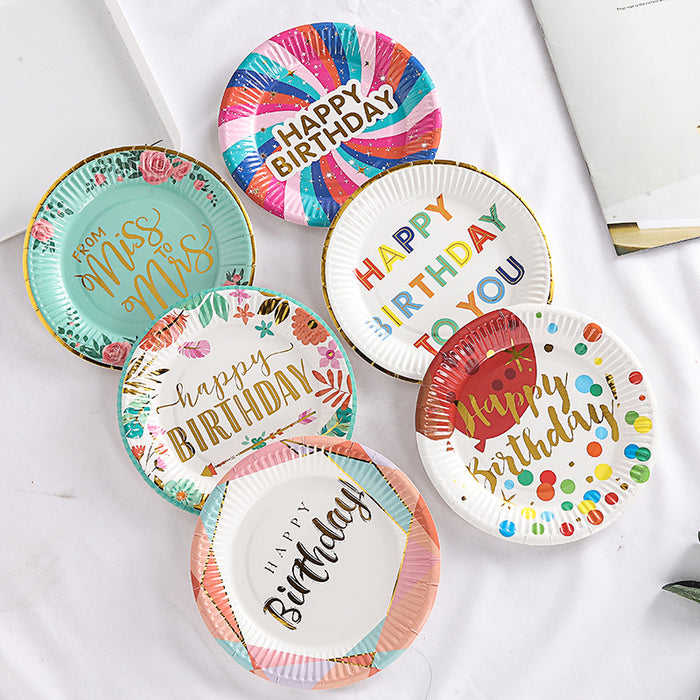 Wholesale Plate Disposable Paper Plate 7 Inch Birthday Party MOQ≥20 JDC-PLA-HongQ001